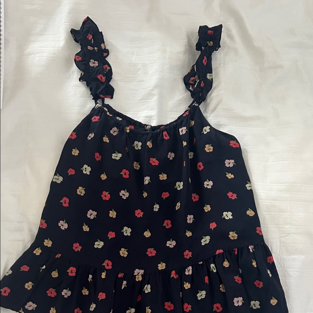 Madewell Floral Ruffle Strap Top